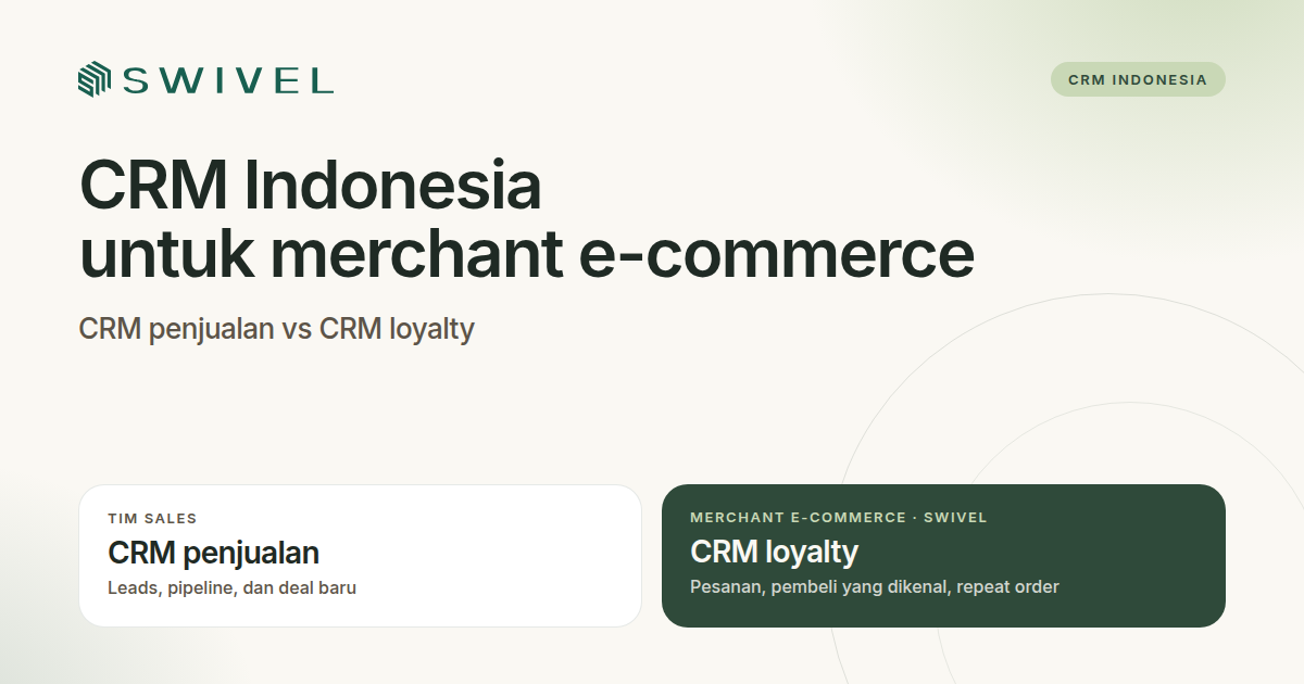 CRM Indonesia untuk merchant e-commerce — CRM penjualan vs CRM loyalty, Swivel